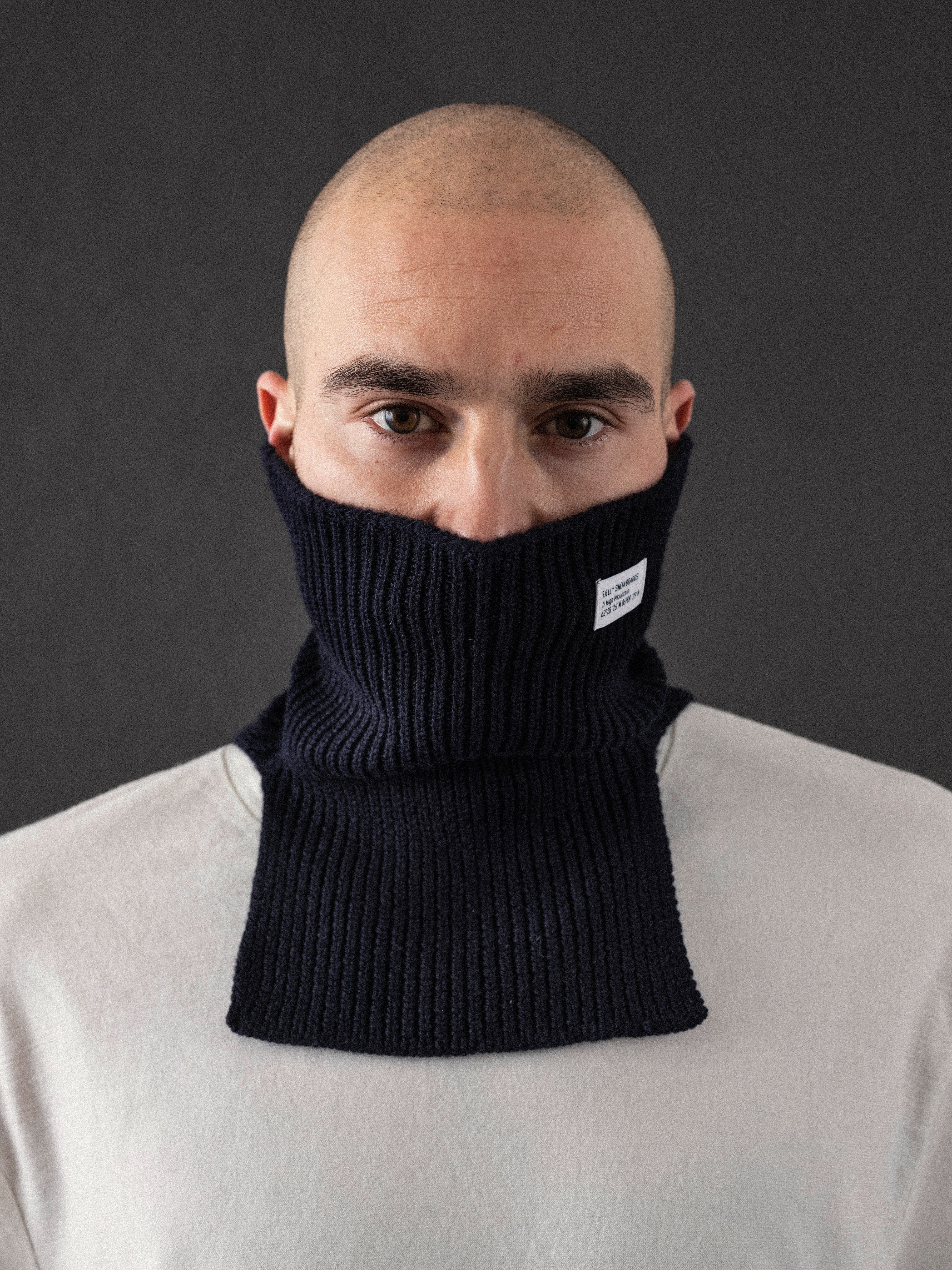 MT High Mountain Merino Wool Tech Knit Neck Navy
