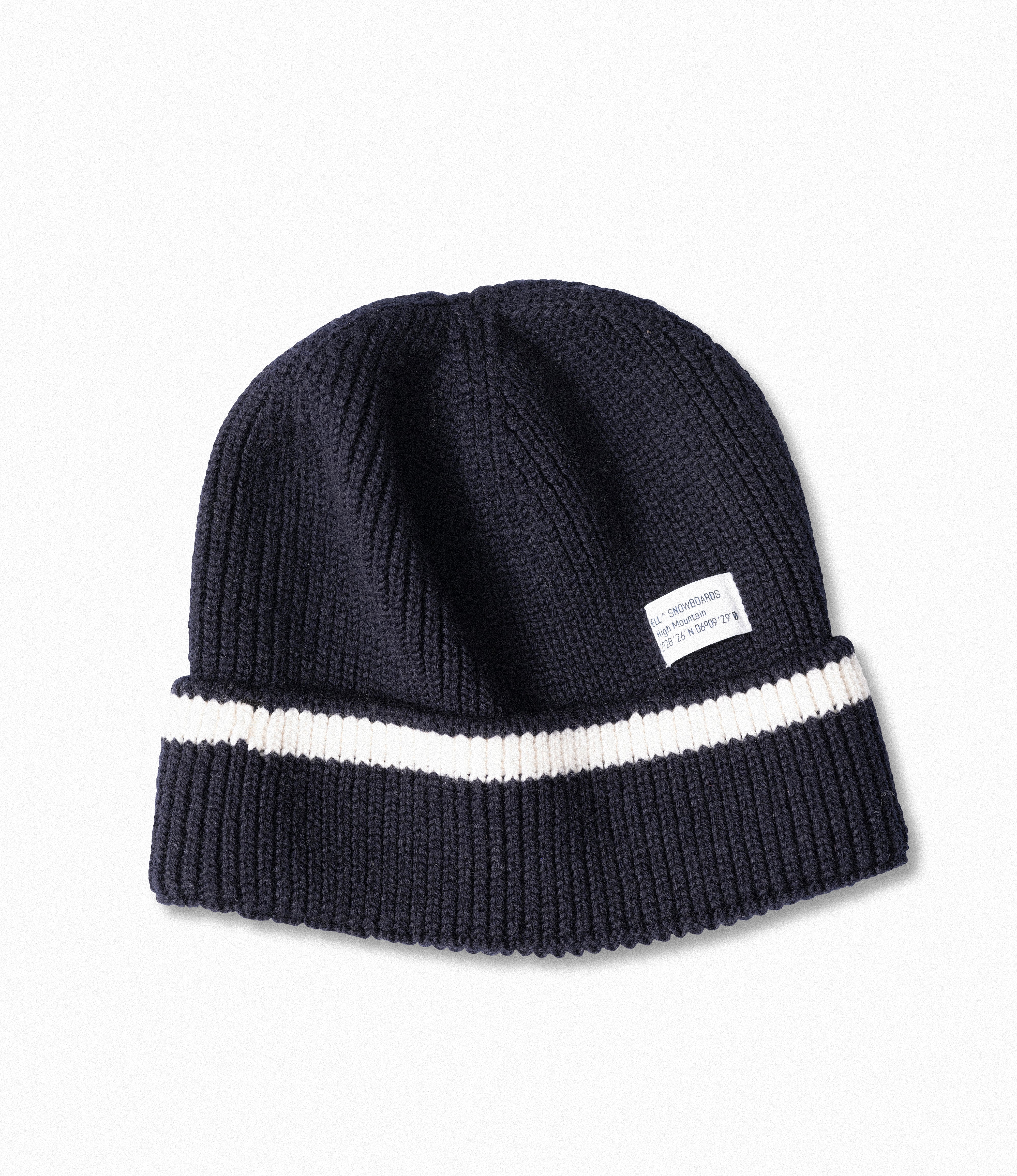 MT High Mountain Merino Wool Tech Knit Beanie Navy / White Split