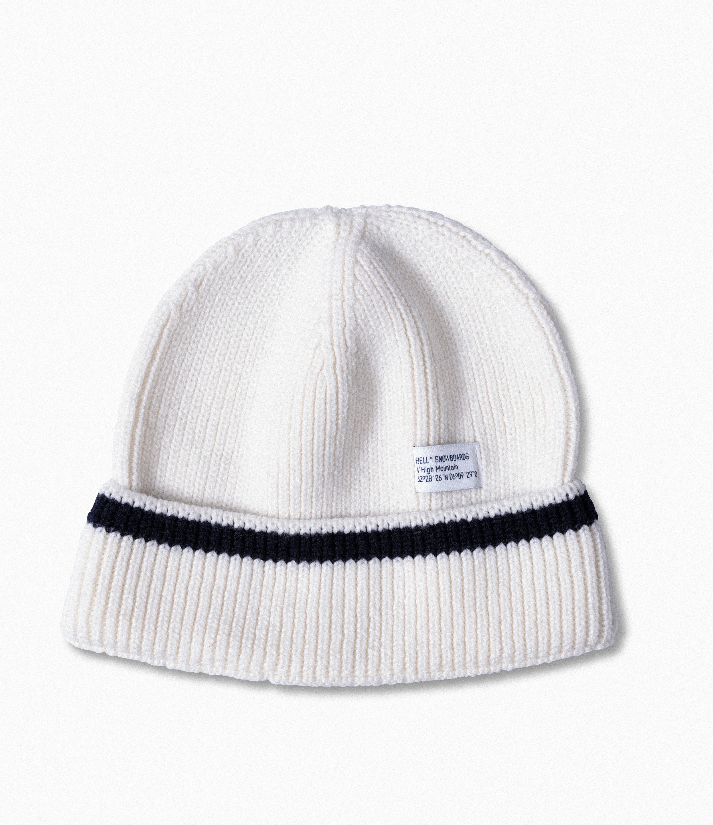 MT High Mountain Merino Wool Tech Knit Beanie White / Navy Split